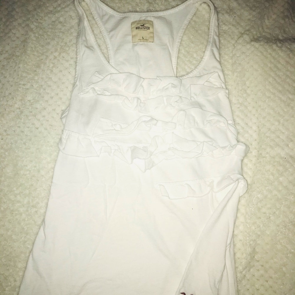 Hollister white cotton ruffle tank. Size Medium